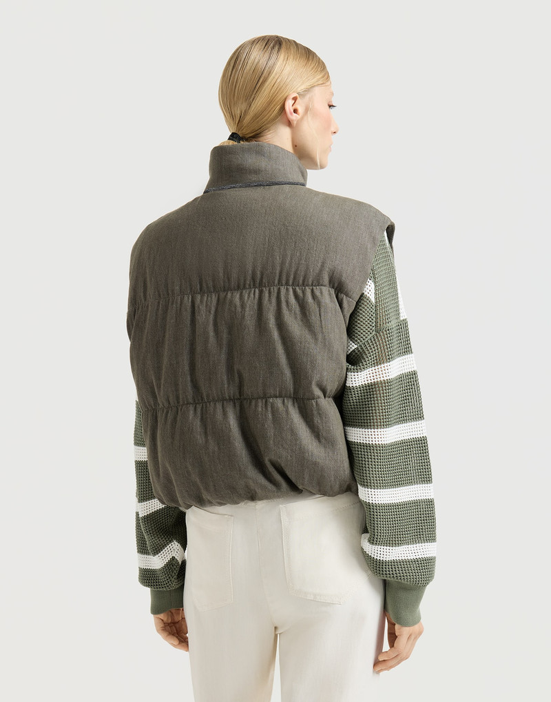 Cotton denim-effect twill down vest with monili 3