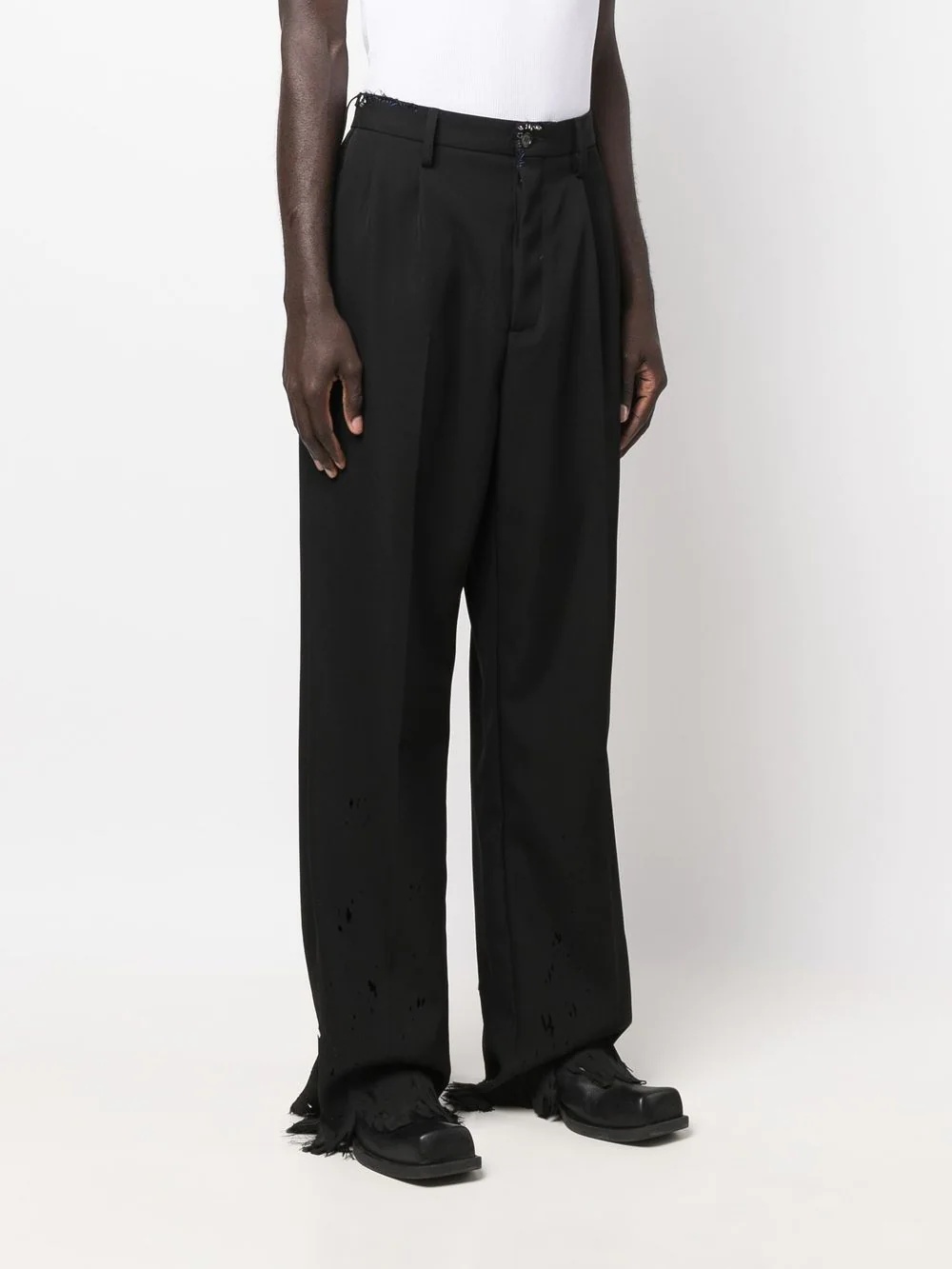 distressed straight-leg cut trousers - 3