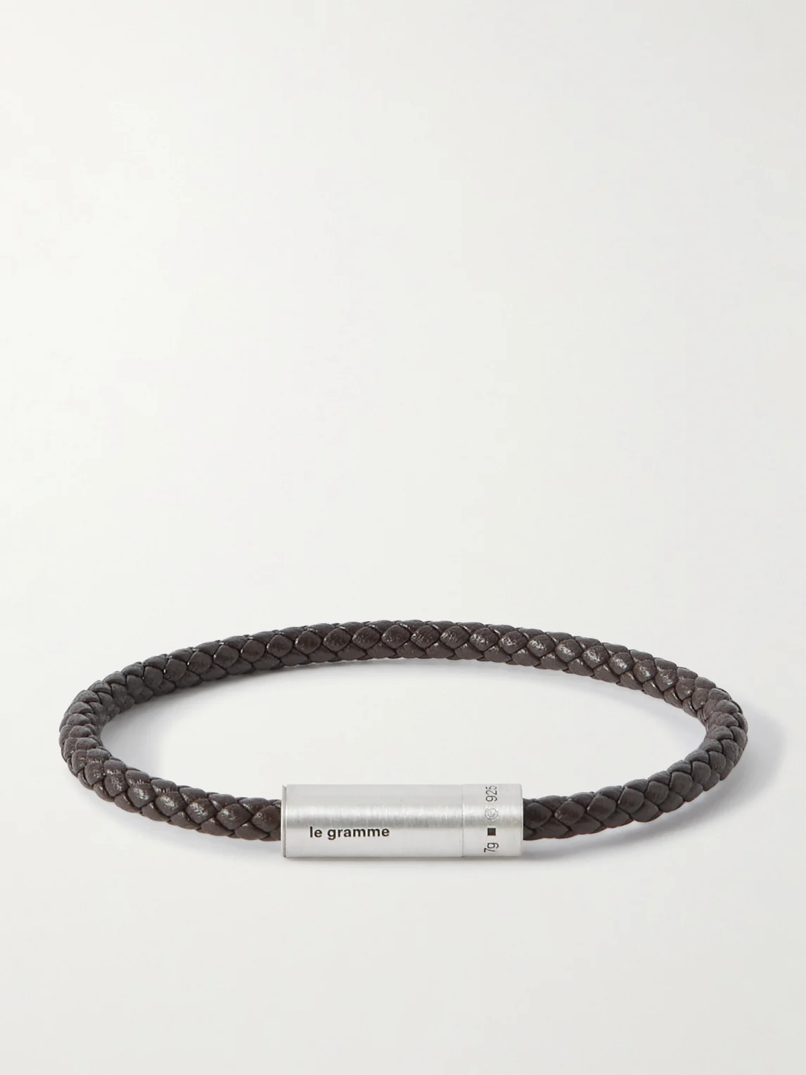 7g Sterling Silver and Leather Cable Bracelet - 1