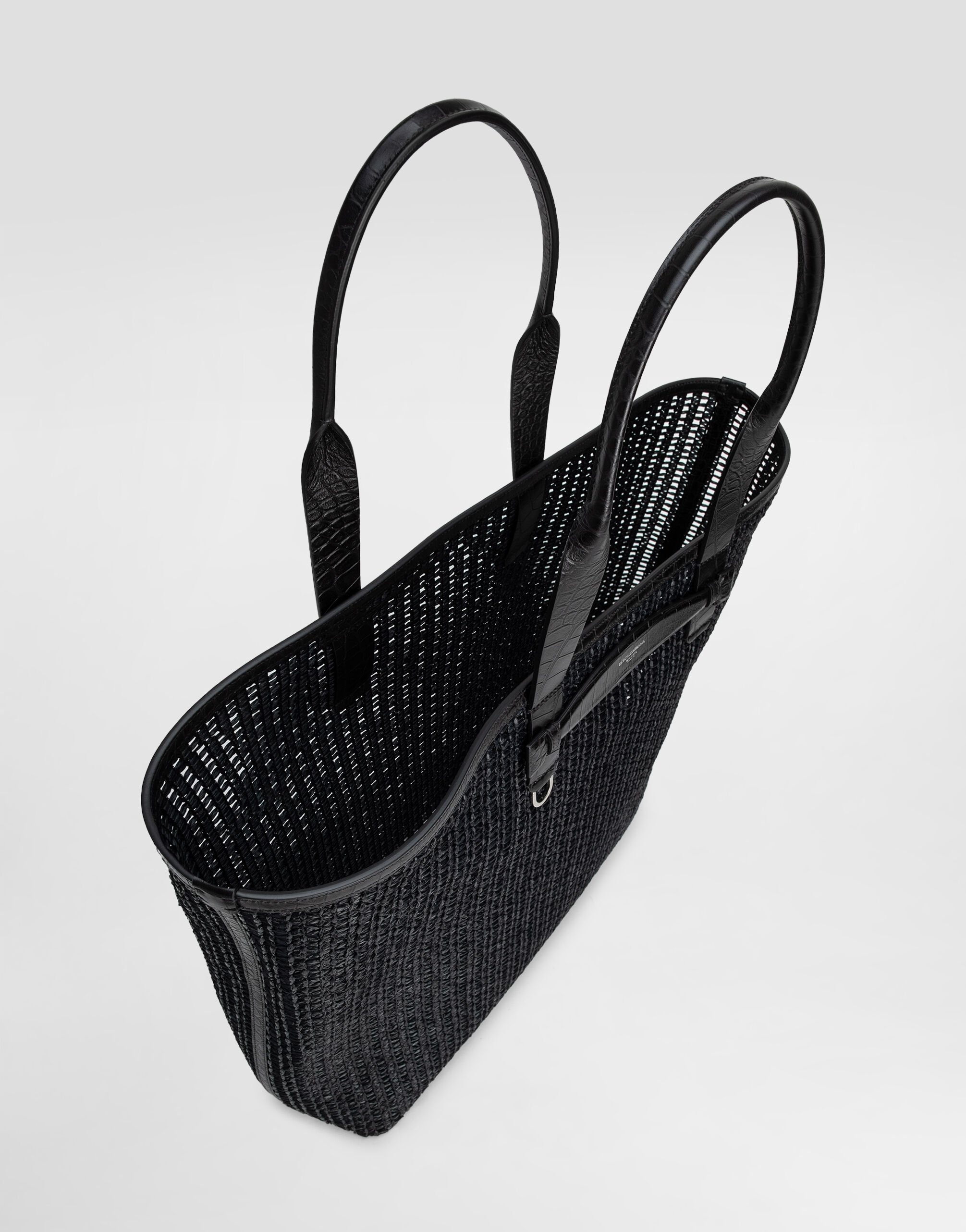 Woven mesh and calfskin shopper - 5
