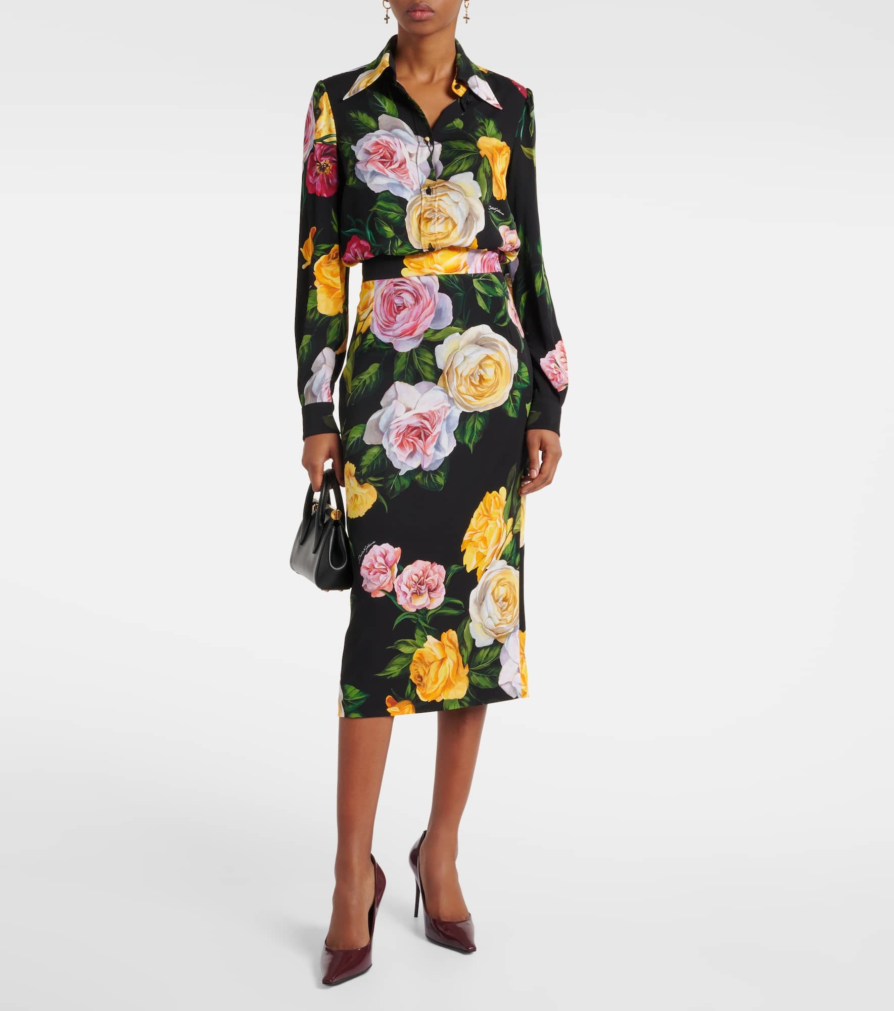 Floral silk-blend charmeuse shirt - 2