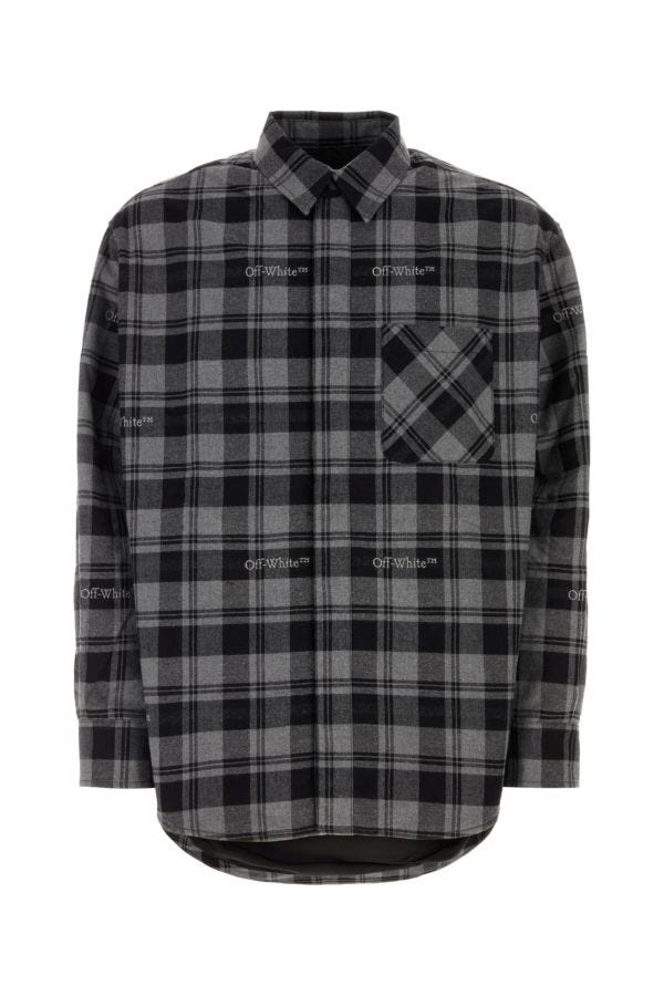 Off White Man Embroidered Flanell Oversize Shirt - 1