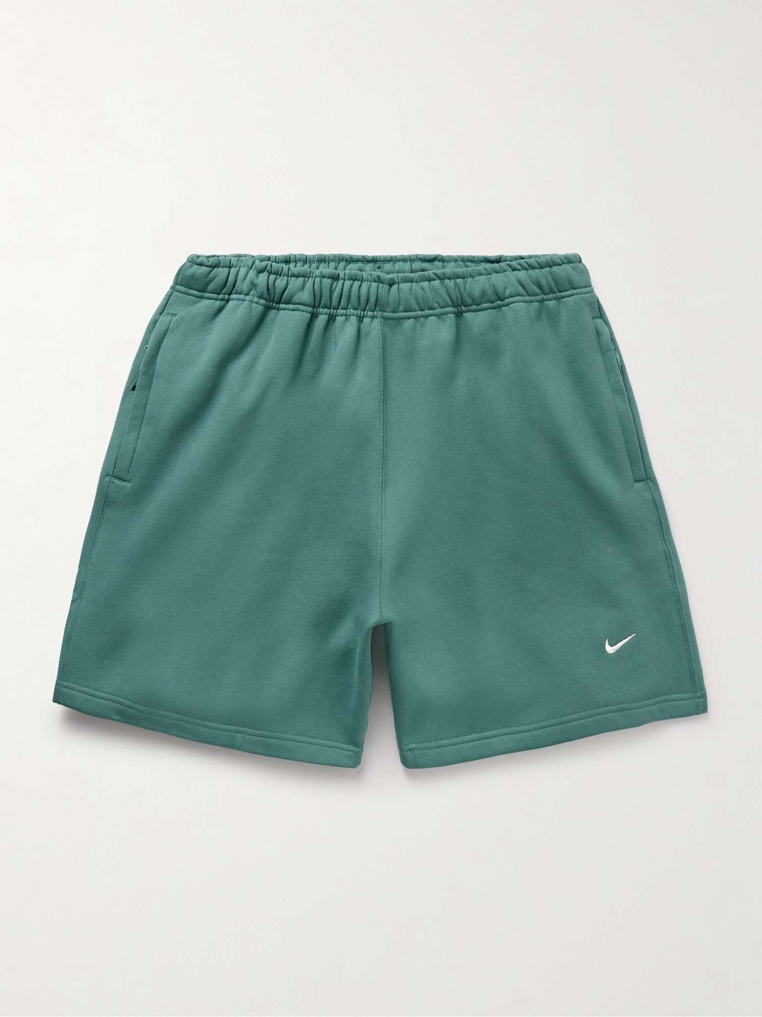 Solo Swoosh Straight-Leg Logo-Embroidered Cotton-Blend Jersey Shorts - 1