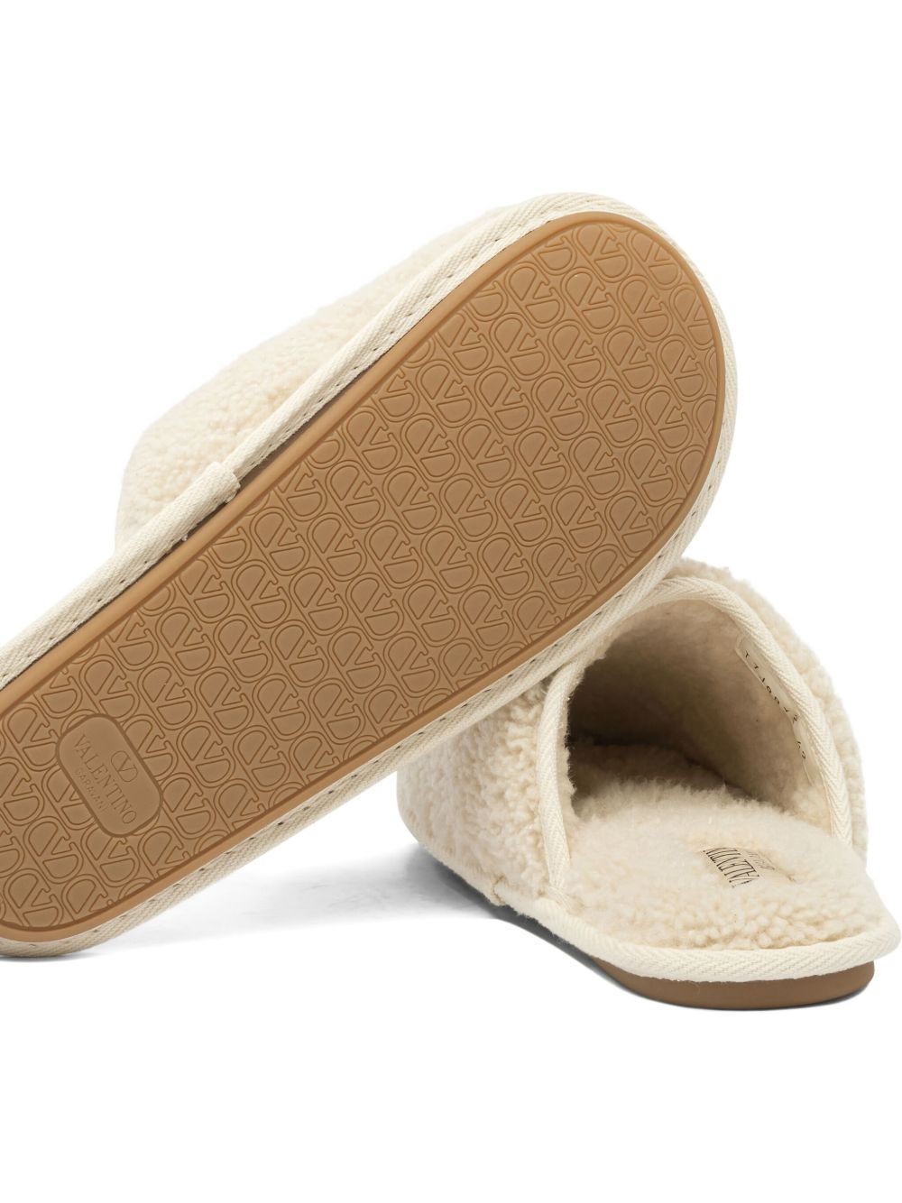 logo-embroidered sheepskin slippers - 5