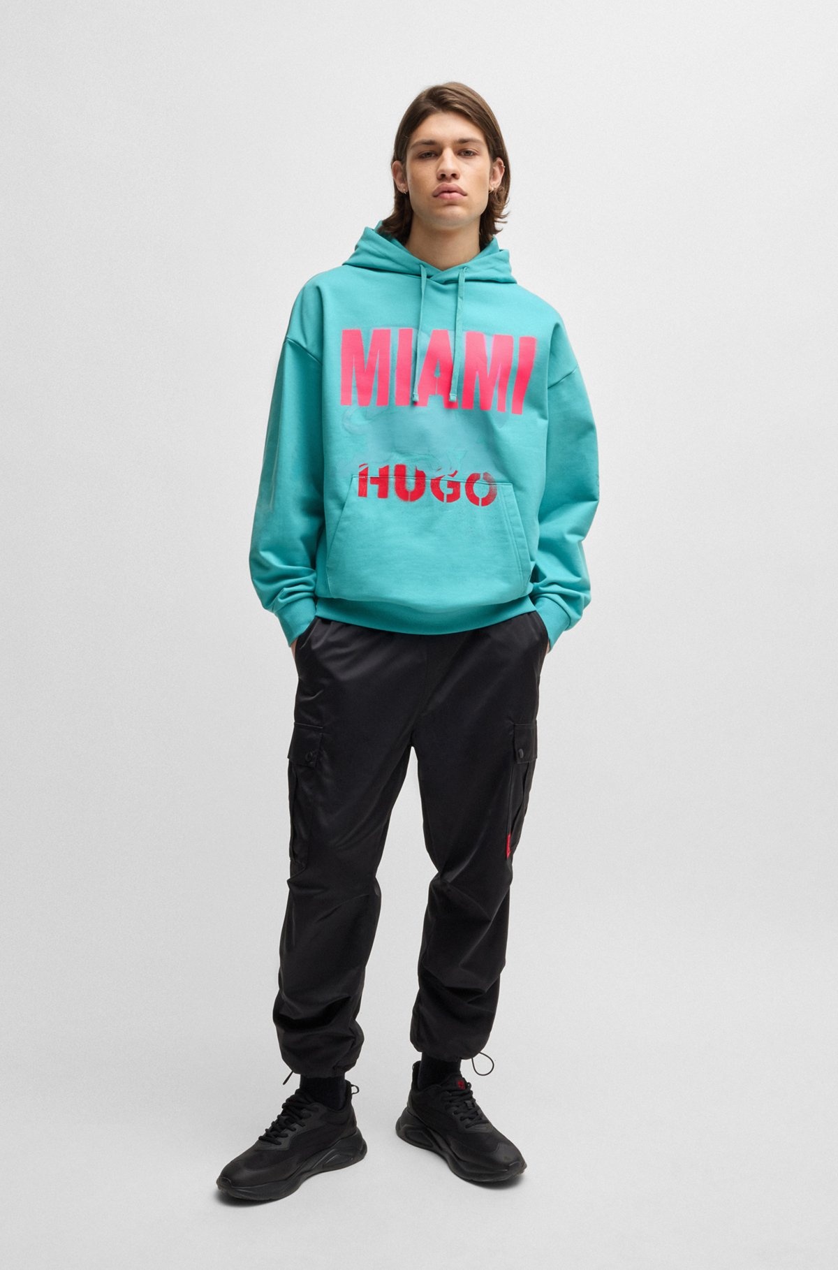 COTTON-TERRY HOODIE WITH MIAMI PRINT - 4