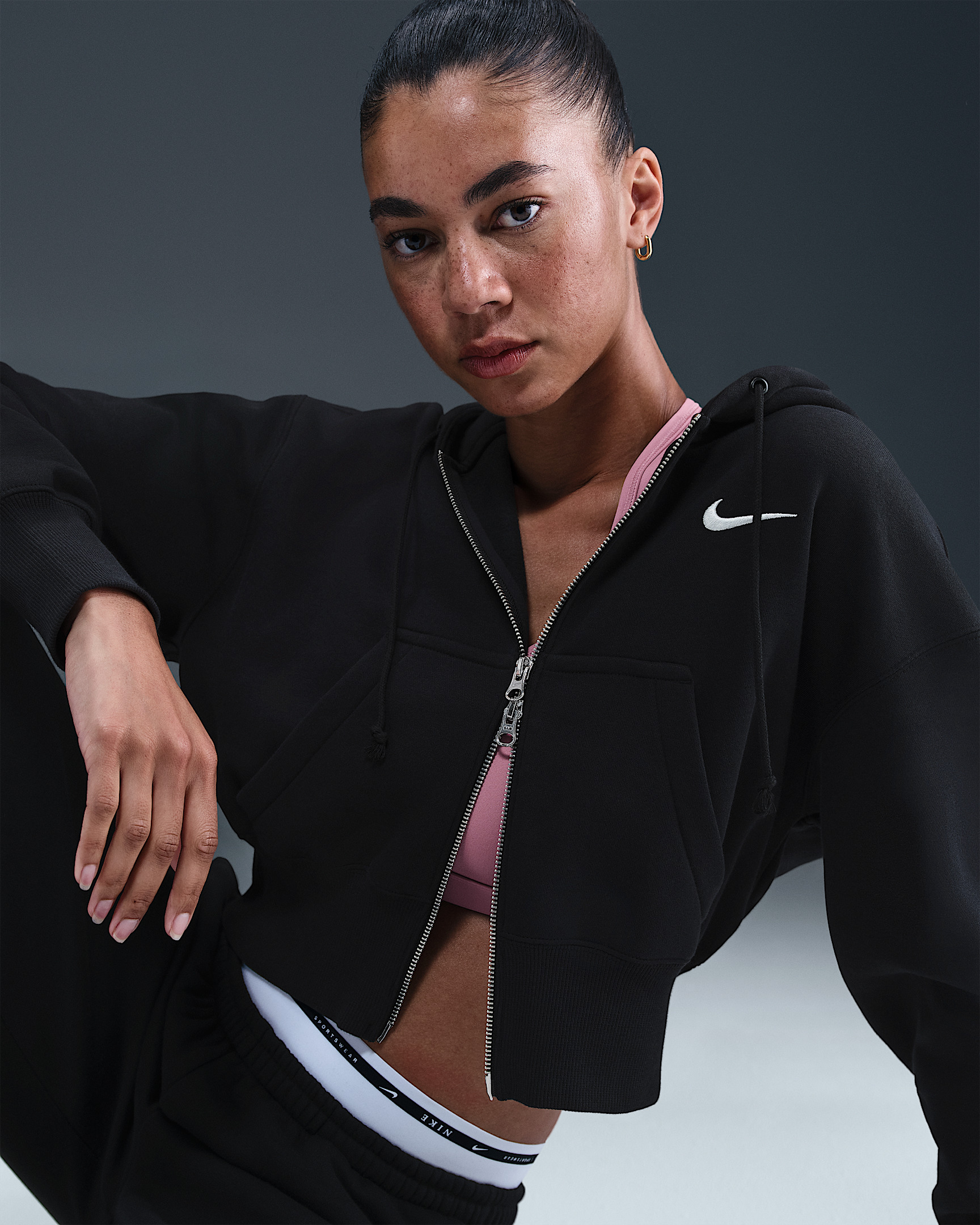 Nike Sportswear Phoenix Fleece Women's Loose Full-Zip Cropped Hoodie - 3