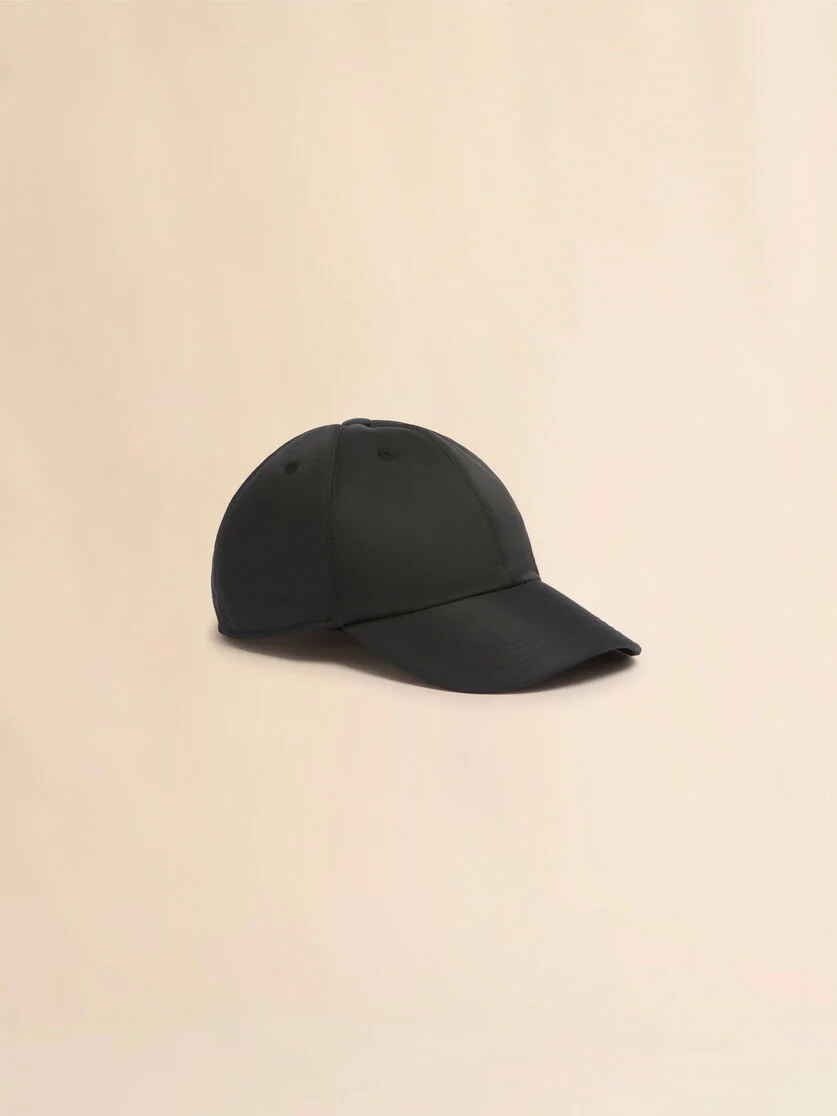 BLACK TAFETTA BASEBALL CAP WITH MARNI MENDING - 1