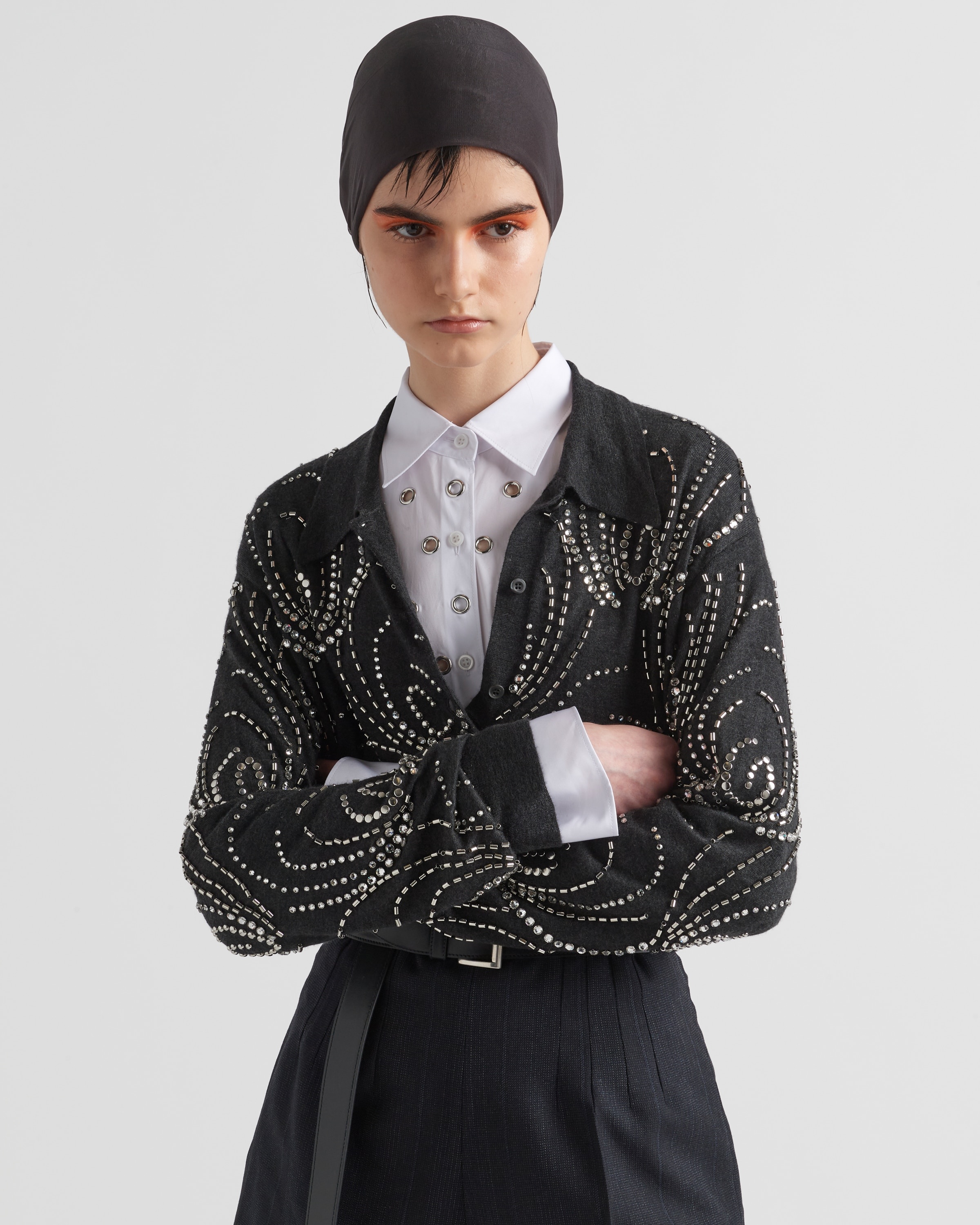 Cashmere polo shirt with embroidery - 3