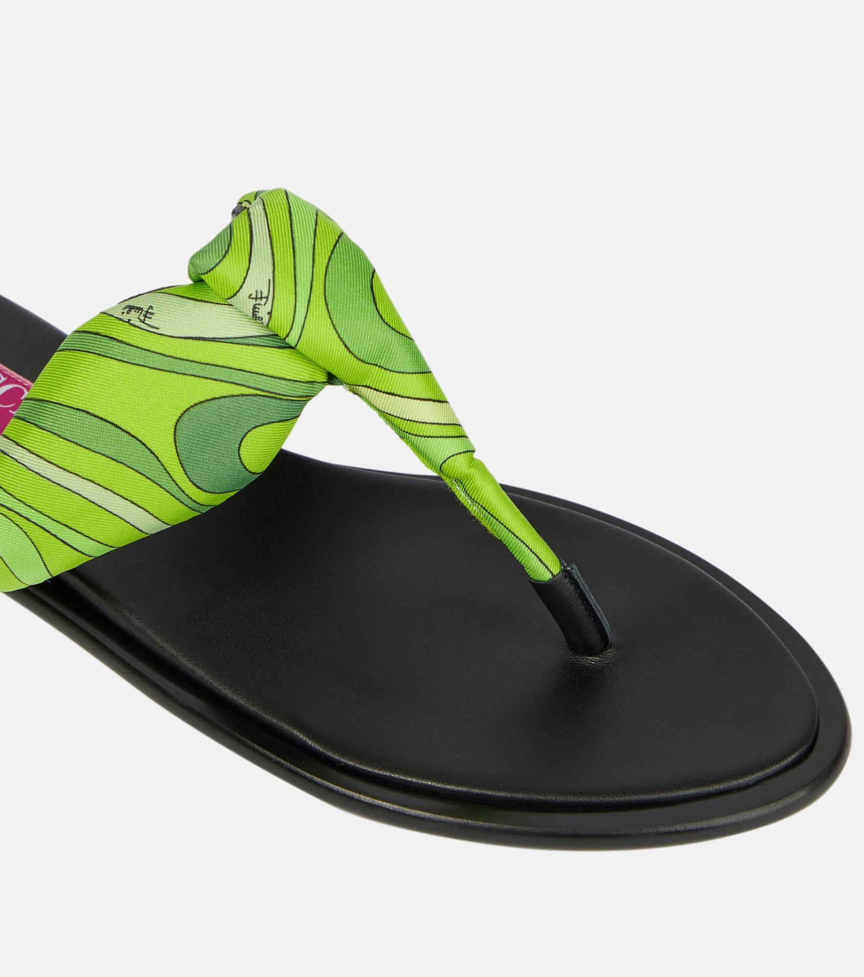 Printed silk twill thong sandals - 6