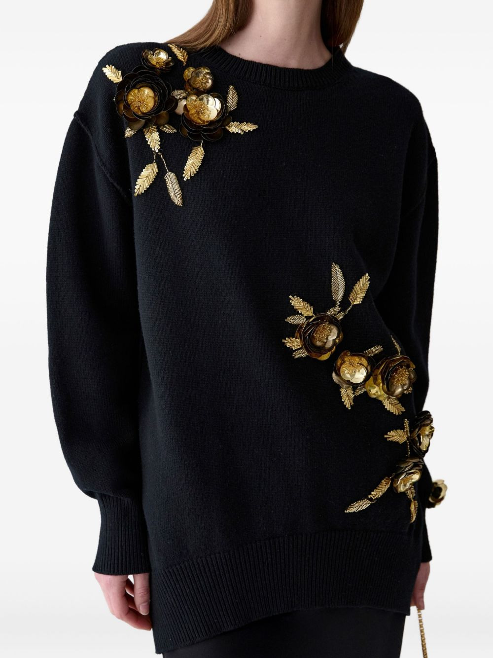 floral-embroidered wool-cashmere sweater - 5
