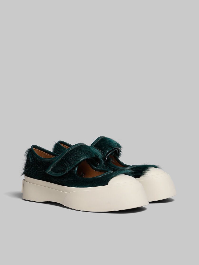 SEA GREEN LONG-HAIR CALFSKIN MARY JANE SNEAKER - 2