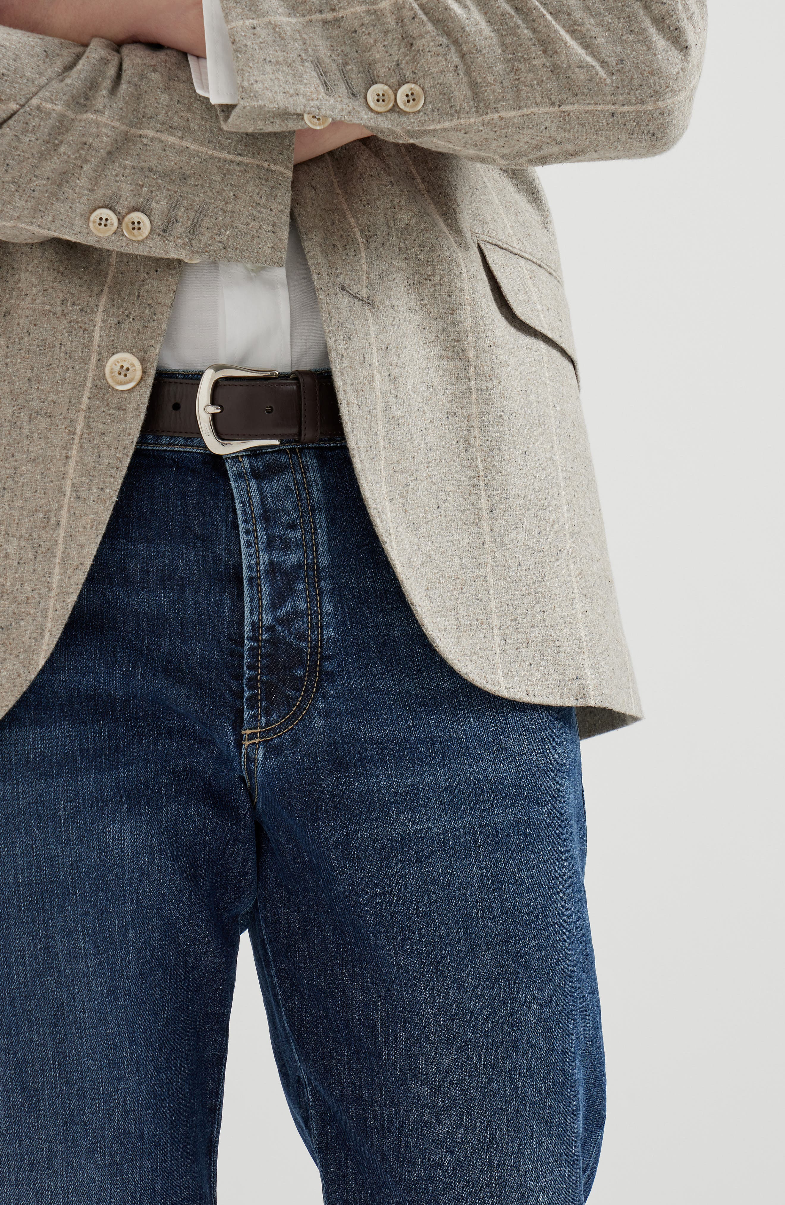 Brunello Cucinelli Slim fit five-pocket trousers in Dark Denim at Nordstrom - 4
