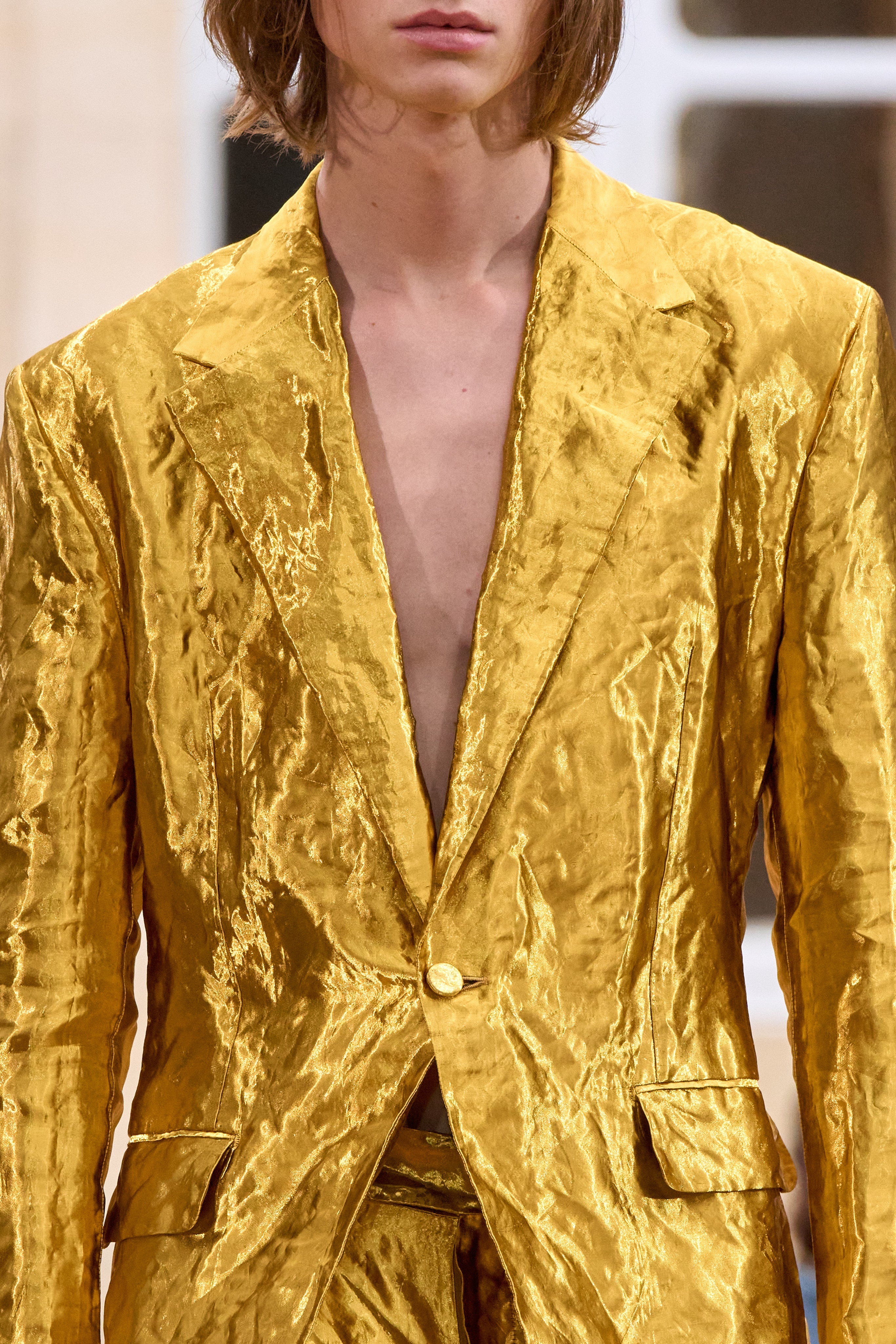 Mick Blazer in Gold Metallic Silk - 3