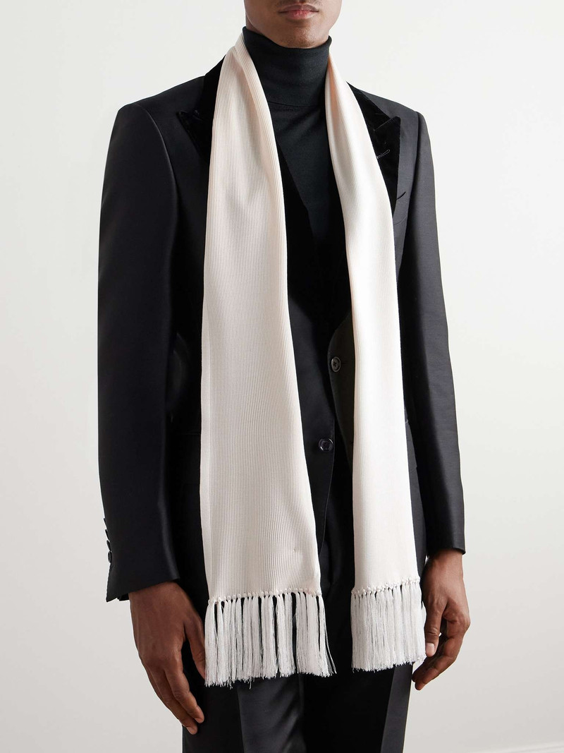 TOM FORD Tasselled Ribbed Silk-Blend Scarf outlook