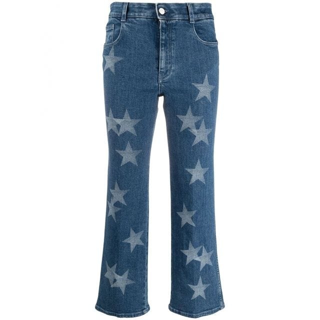 Star print flared cropped jeans - 1