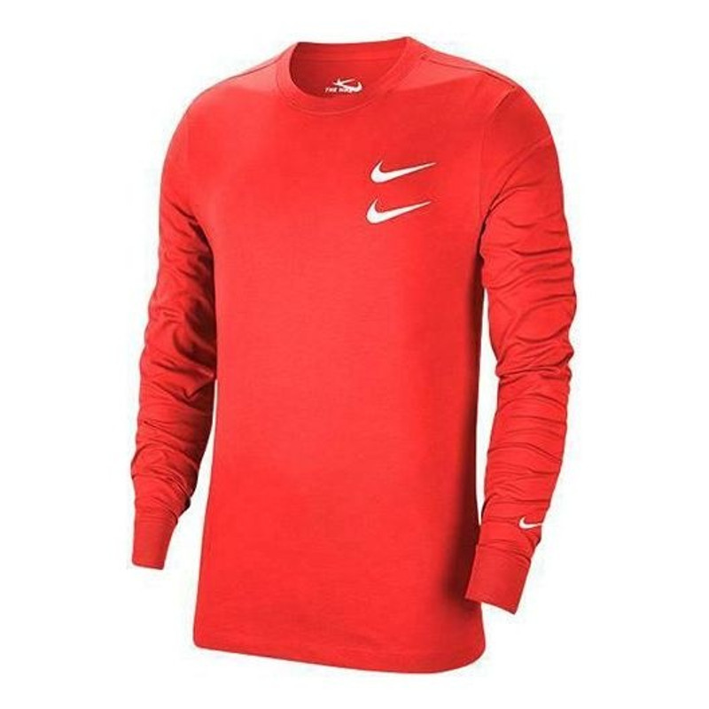 Nike Sportswear Swoosh LS 티 둥근 목 긴 소매 미국 판 빨강 CK2259-657 - 1