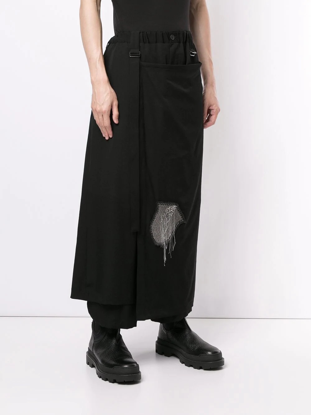 embroidered draped trousers - 3