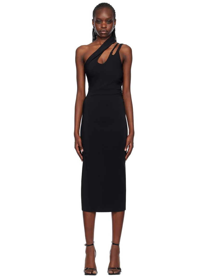 Black Asymmetric Midi Dress 1