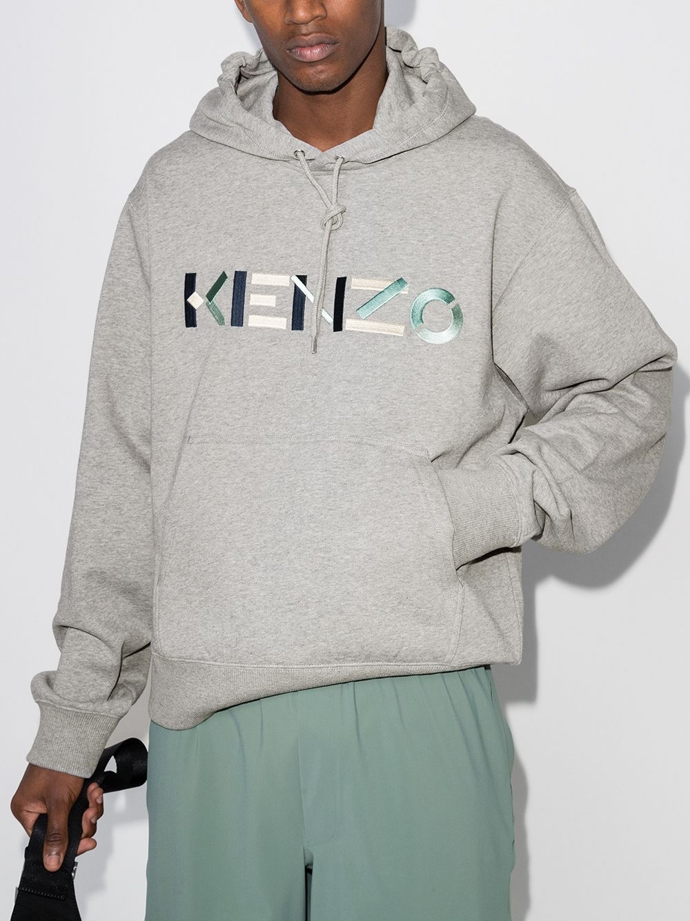 logo-embroidered cotton hoodie - 2