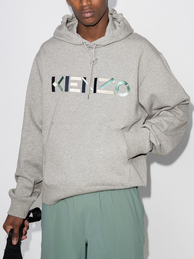 KENZO logo-embroidered cotton hoodie outlook