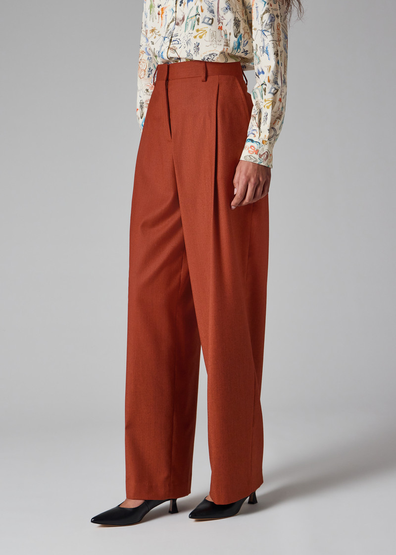 Women's Rust Flannel Wide-Leg Trousers 4