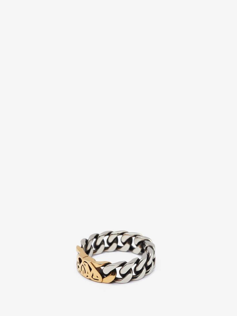 Men's Seal Logo Chain Ring in Silver - 2