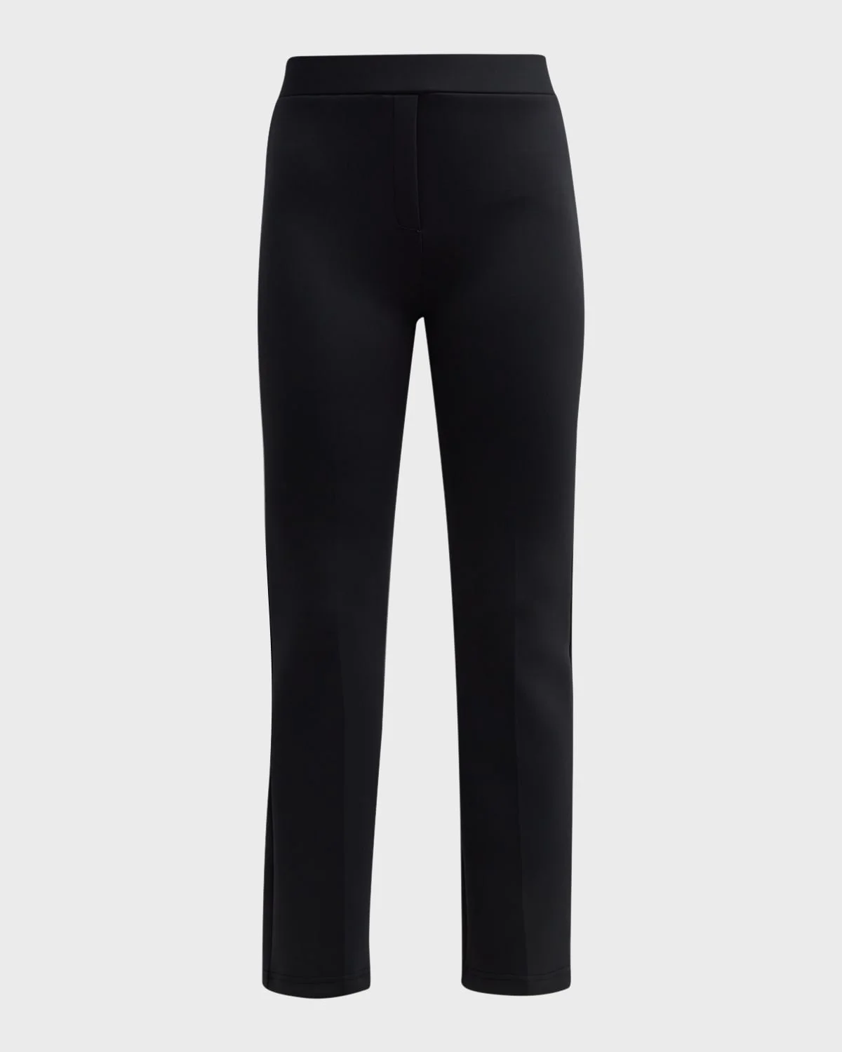 Cropped Flare Neoprene Trousers with Front Crease - 1