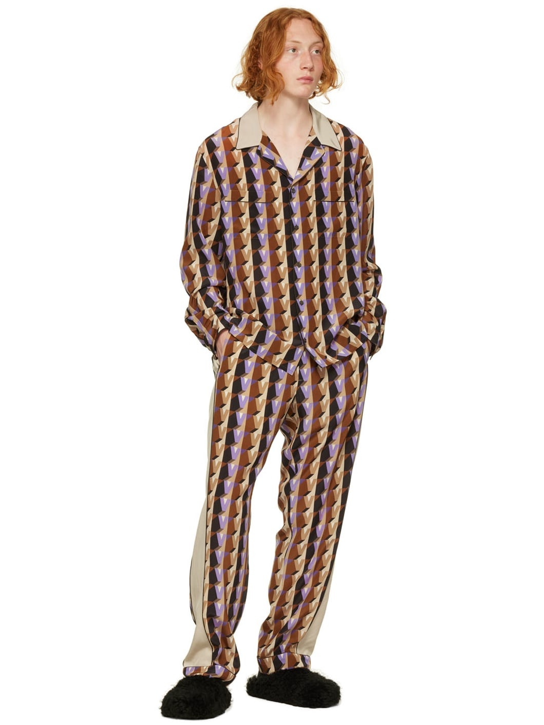 Multicolor 'V' Pyjama Pants - 4