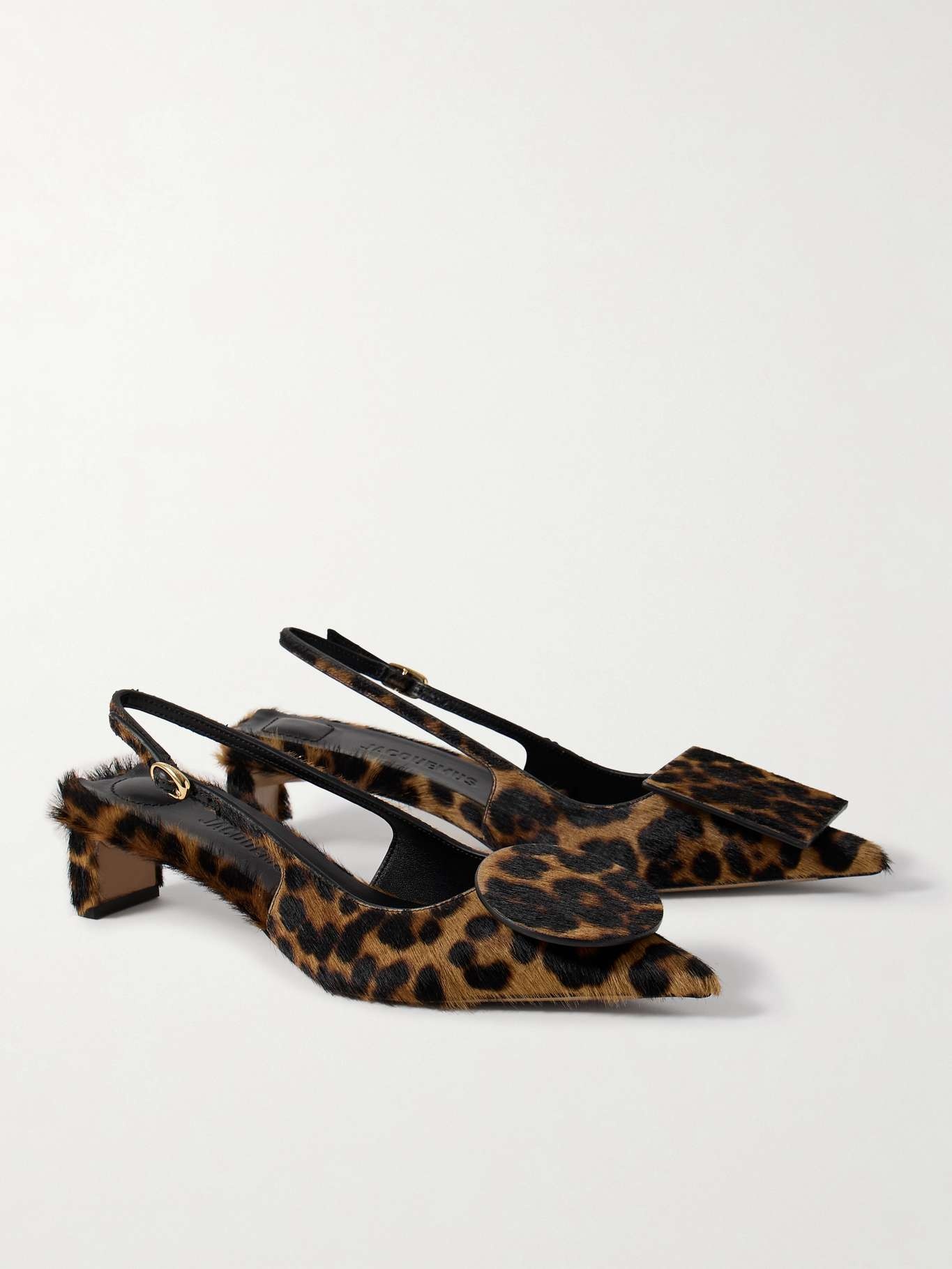 Duelo embellished leopard-print calf hair slingback pumps - 1