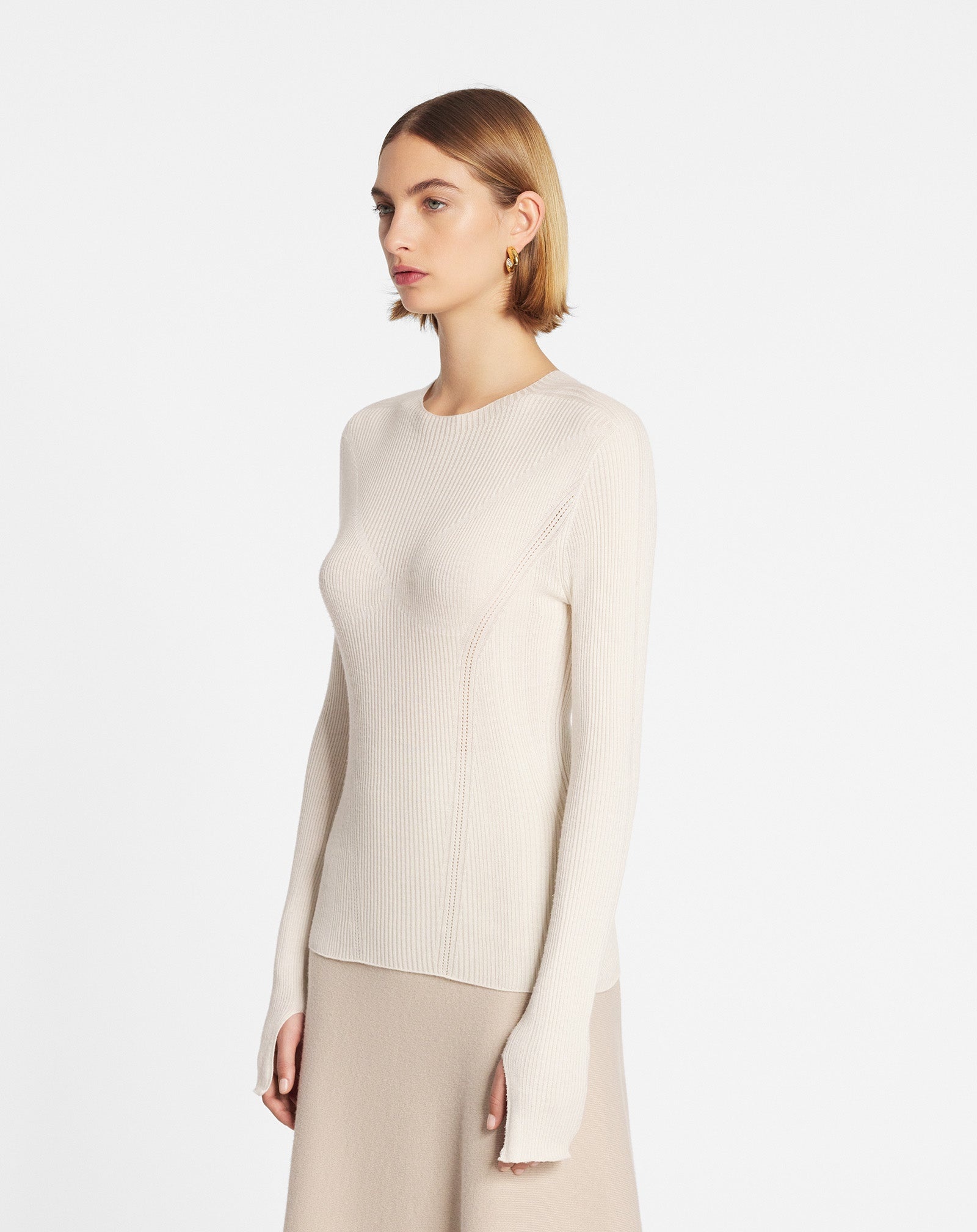 RIBBED SILK AND CASHMERE ROUND-NECK TOP - 3