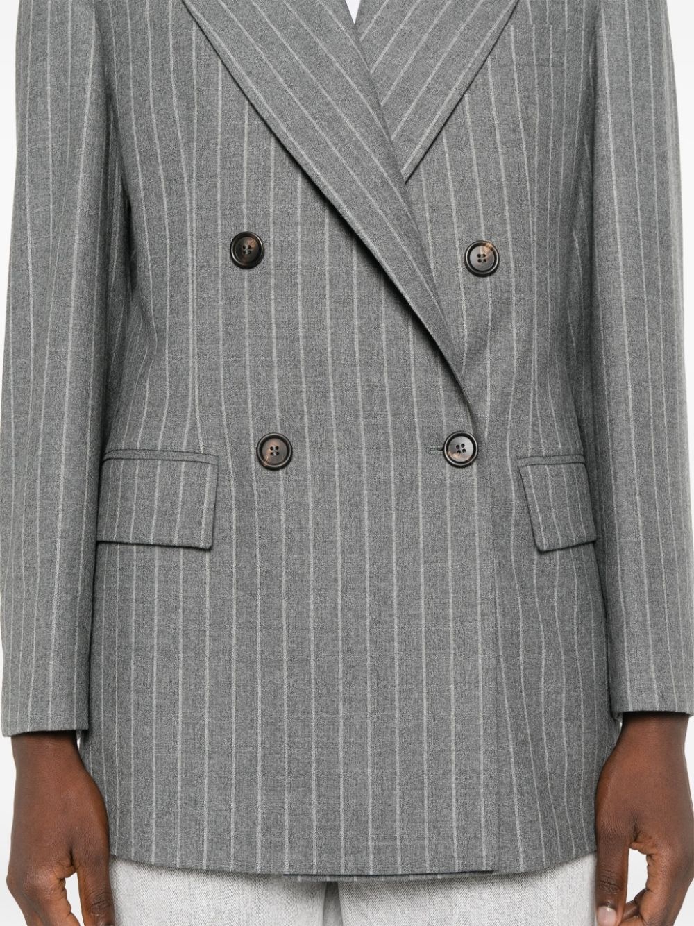 pinstriped wool blazer - 5