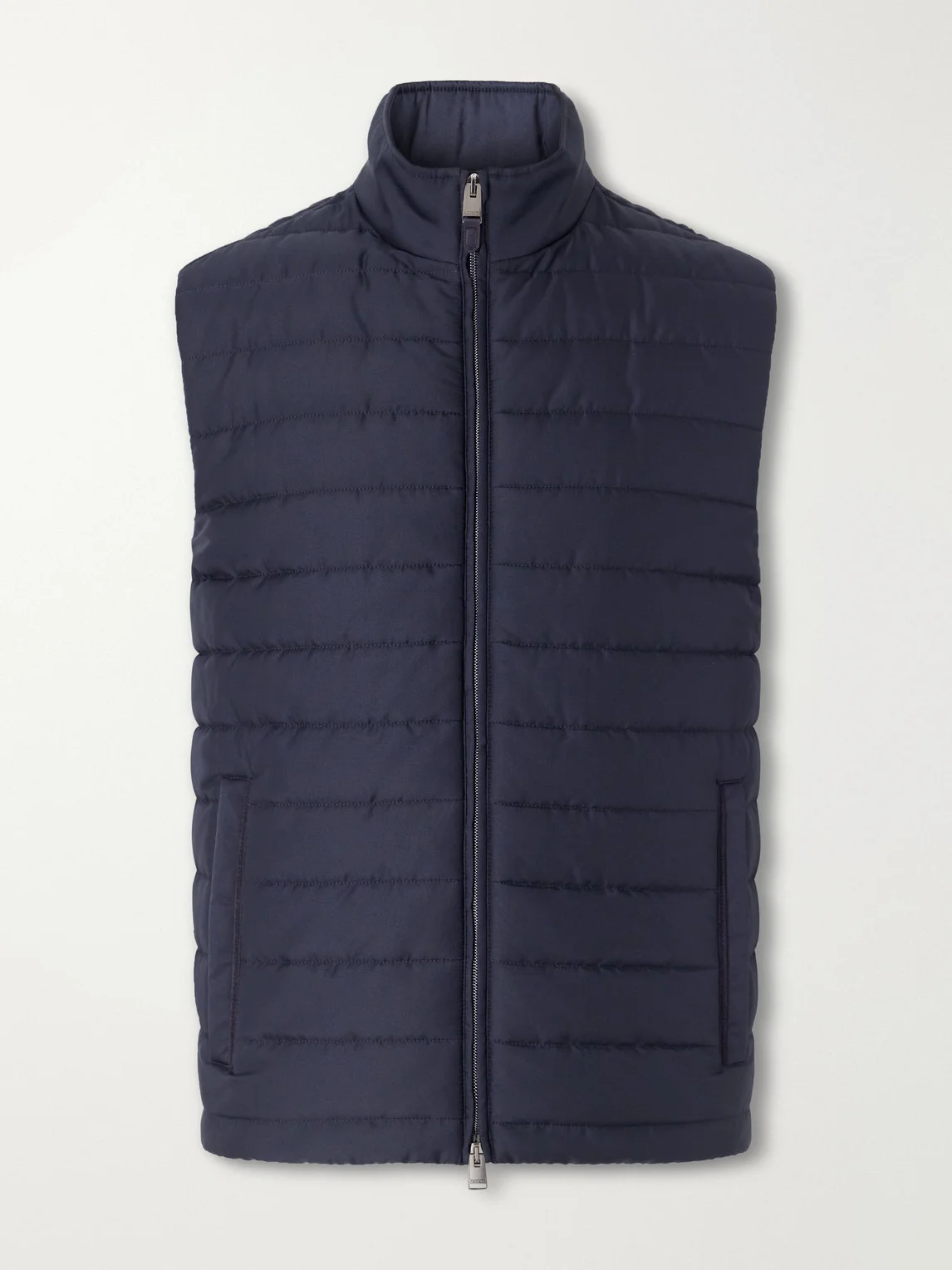 Leather-Trimmed Quilted Shell Gilet - 1