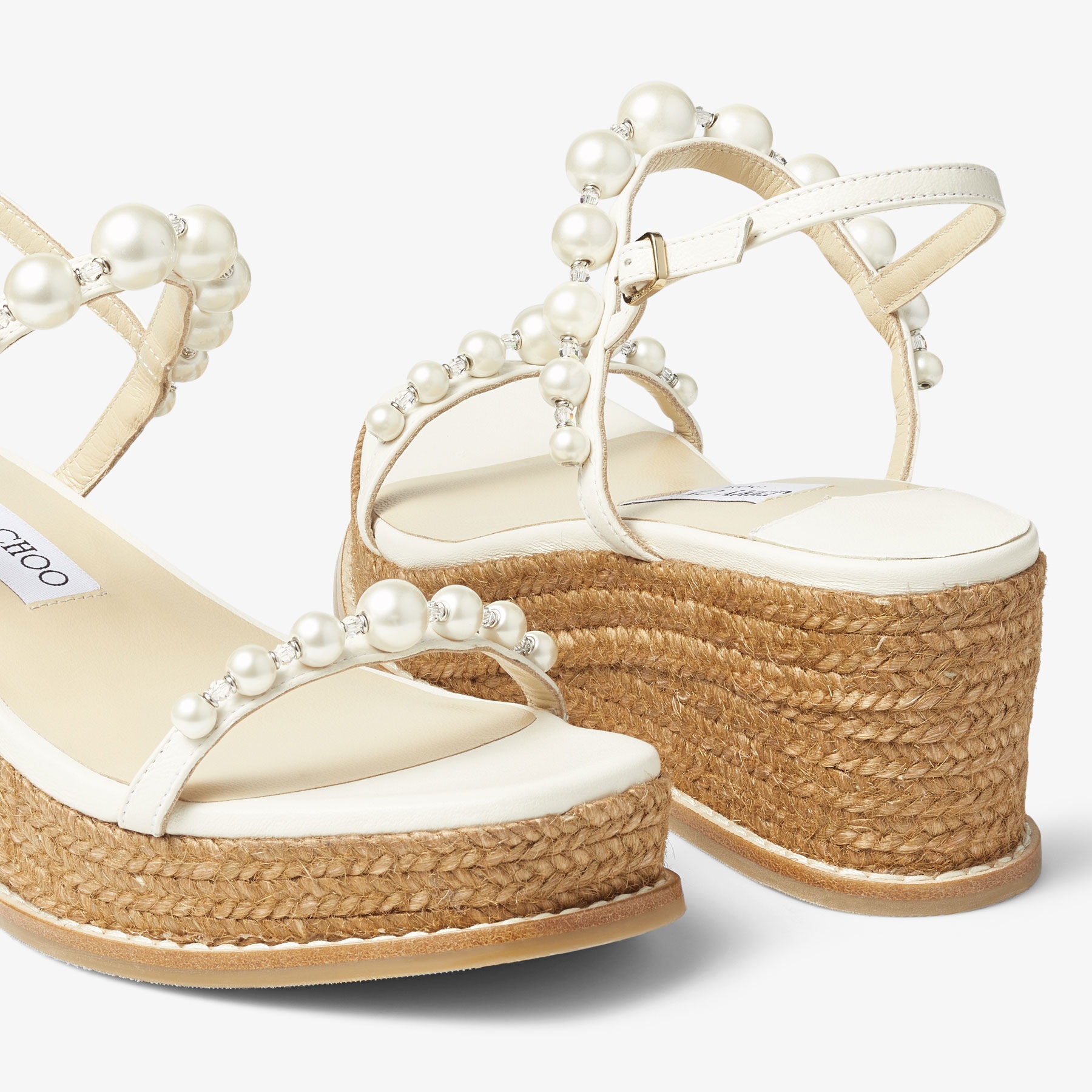 Amatuus 60
Latte Nappa Latte Wedge Sandals with Pearls - 4