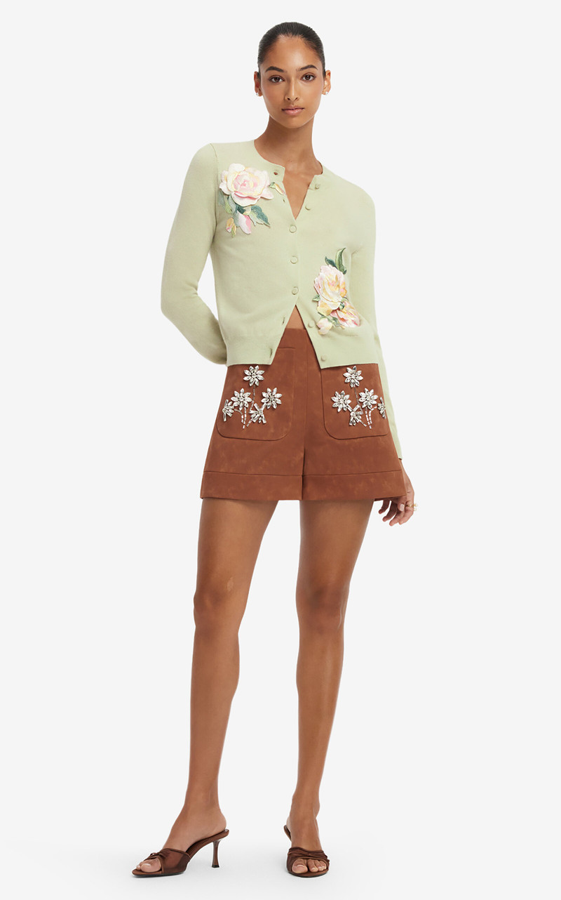 Tessa Embellished Vegan Suede Shorts brown 6