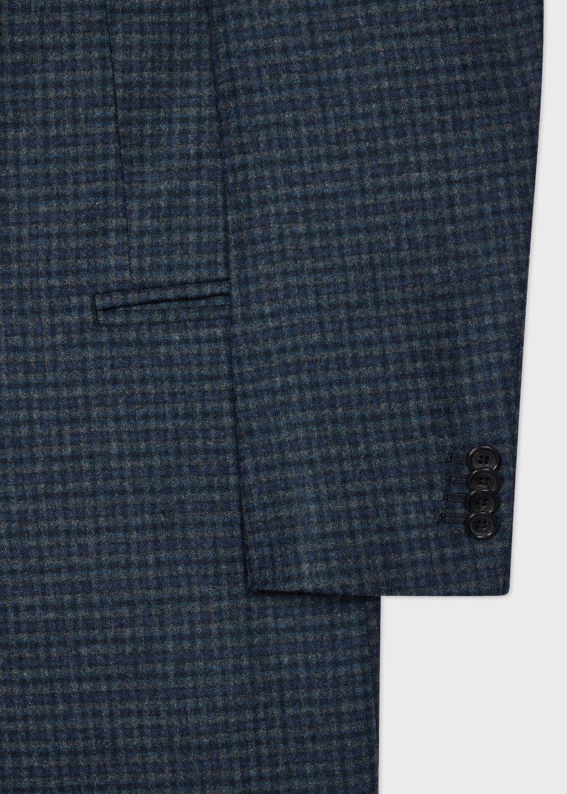 Navy and Grey Check Wool-Blend Overcoat 3