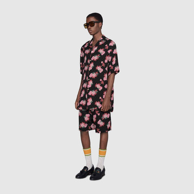 GUCCI Peony print silk bowling shirt outlook