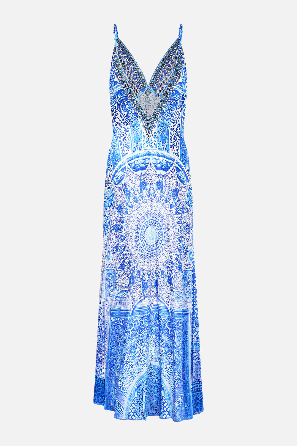 V-NECK LONG BIAS SLIP DRESS WITH TRAIN - 7