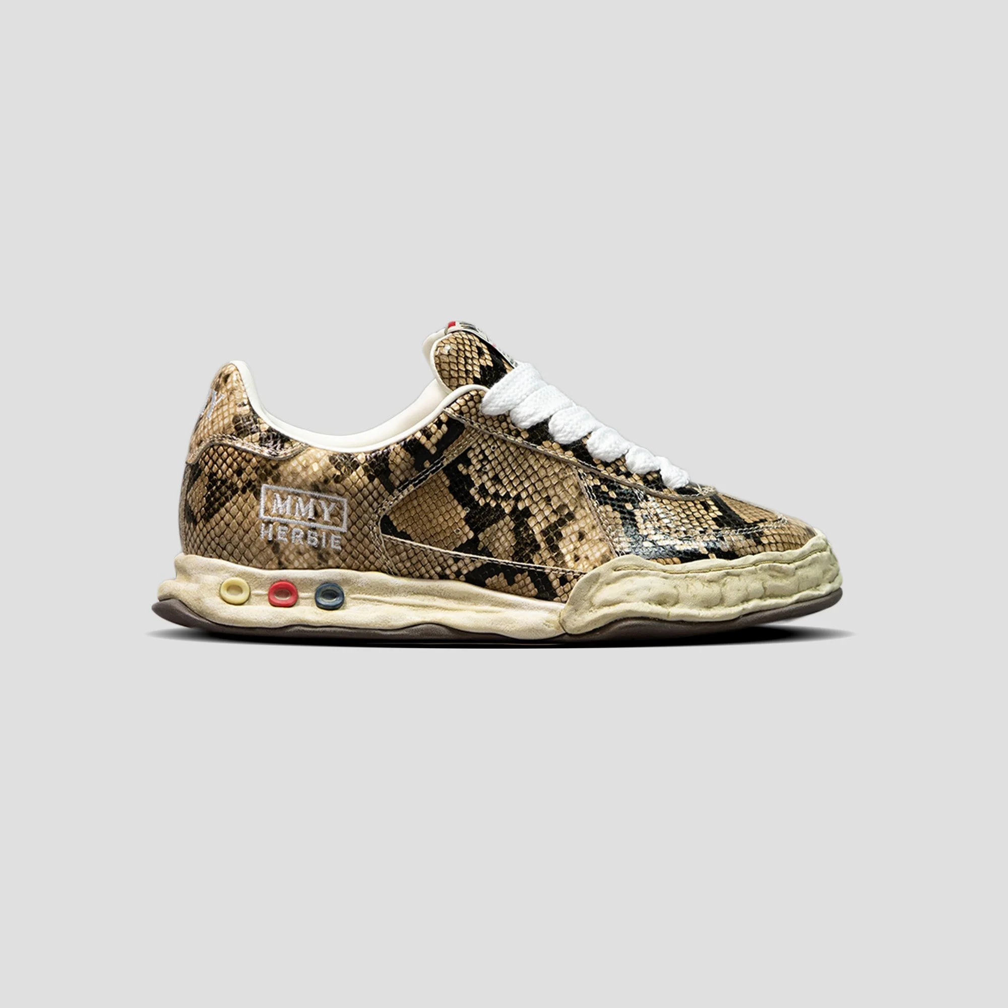 HERBIE OG SOLE PRINTED PYTHON LEATHER LOW-TOP SNEAKERS - 1