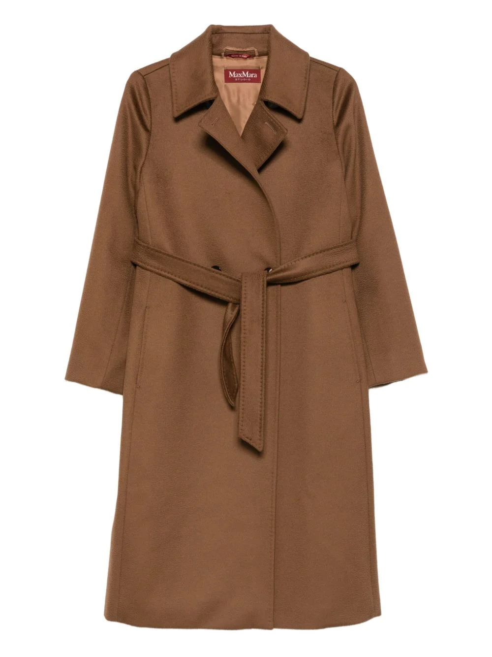 belted notched-collar coat - 1