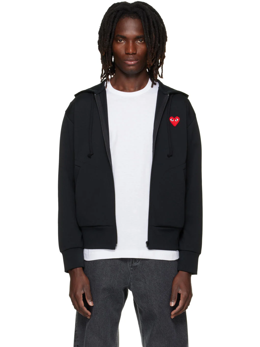 Black Heart Emblem Zip Hoodie - 1