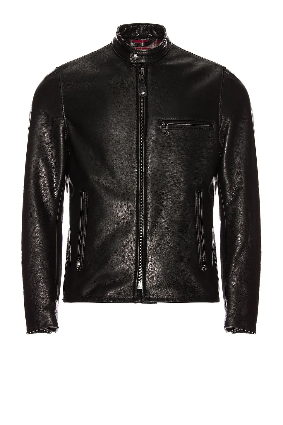 Waxed Natural Pebbled Cowhide Cafe Leather Jacket - 1