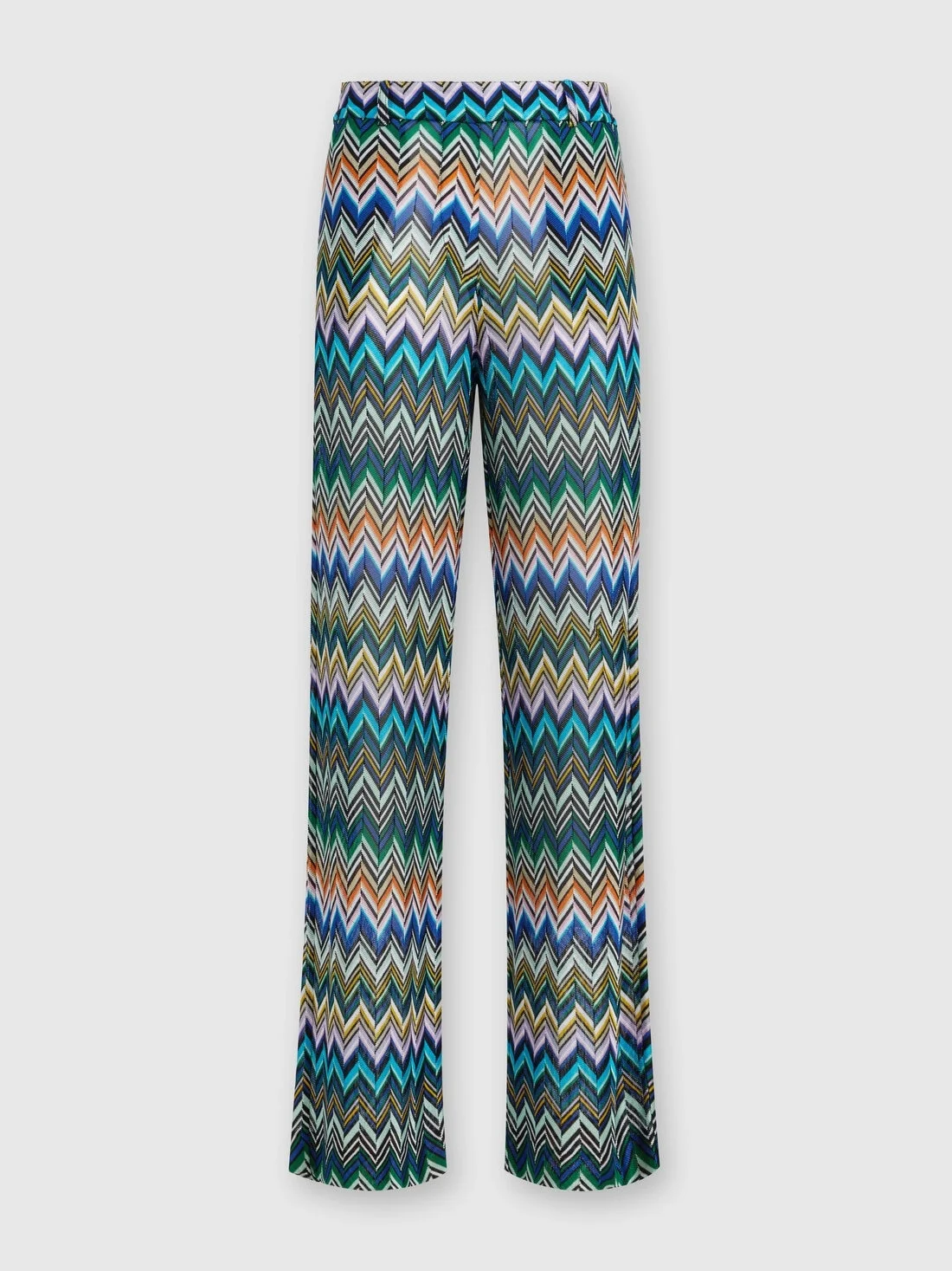 Viscose straight trousers with offset zigzag - 1