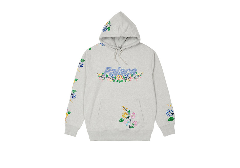 FLOWER STITCH HOOD GREY MARL - 1