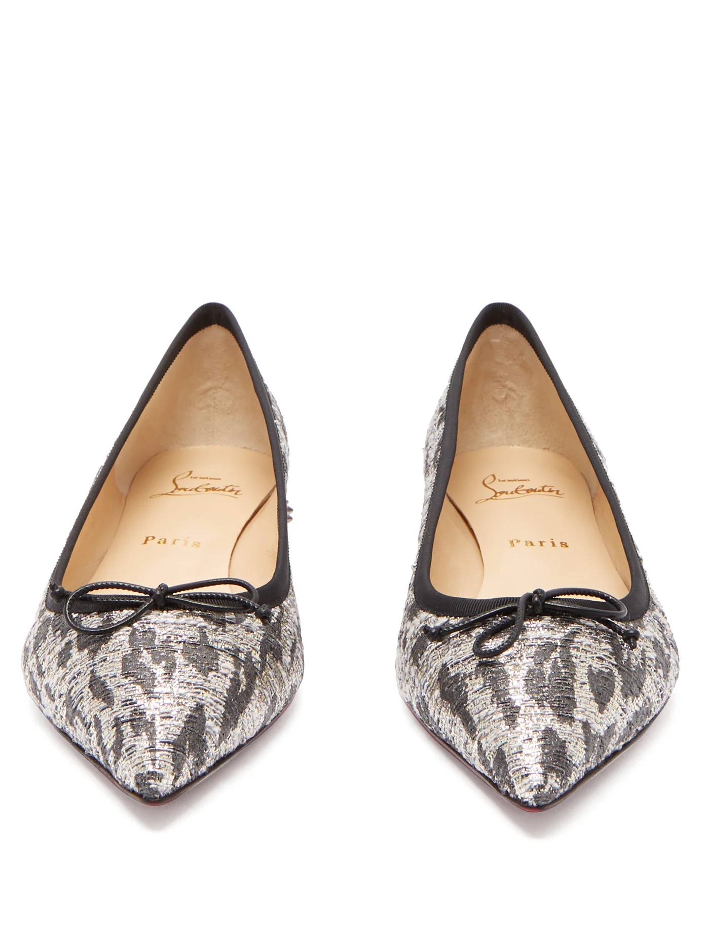 Hall spike-embellished Lurex-tweed ballet flats - 5