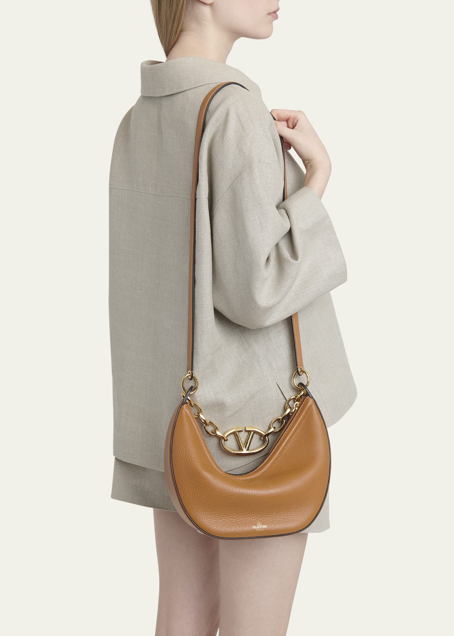 Medium VLOGO Moon Leather Hobo Bag - 2