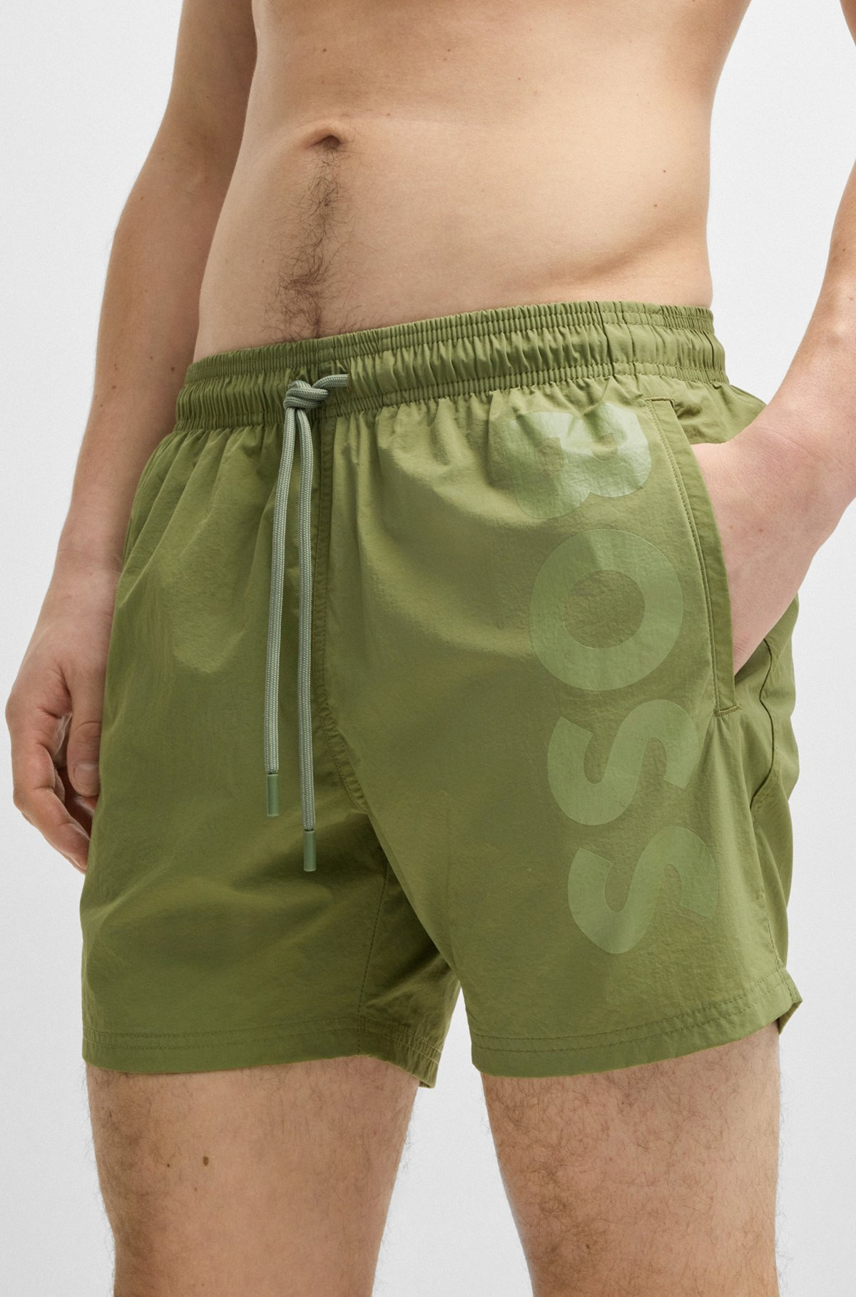 CONTRAST-LOGO SWIM SHORTS IN QUICK-DRYING FABRIC - 3