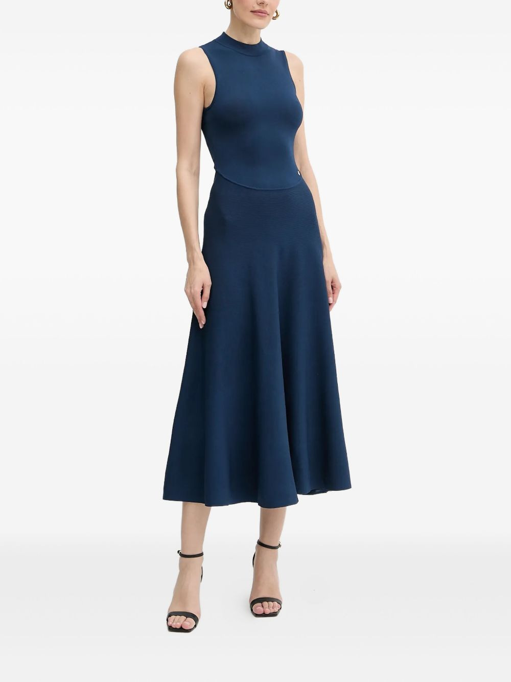 mock-neck flared midi dress - 2