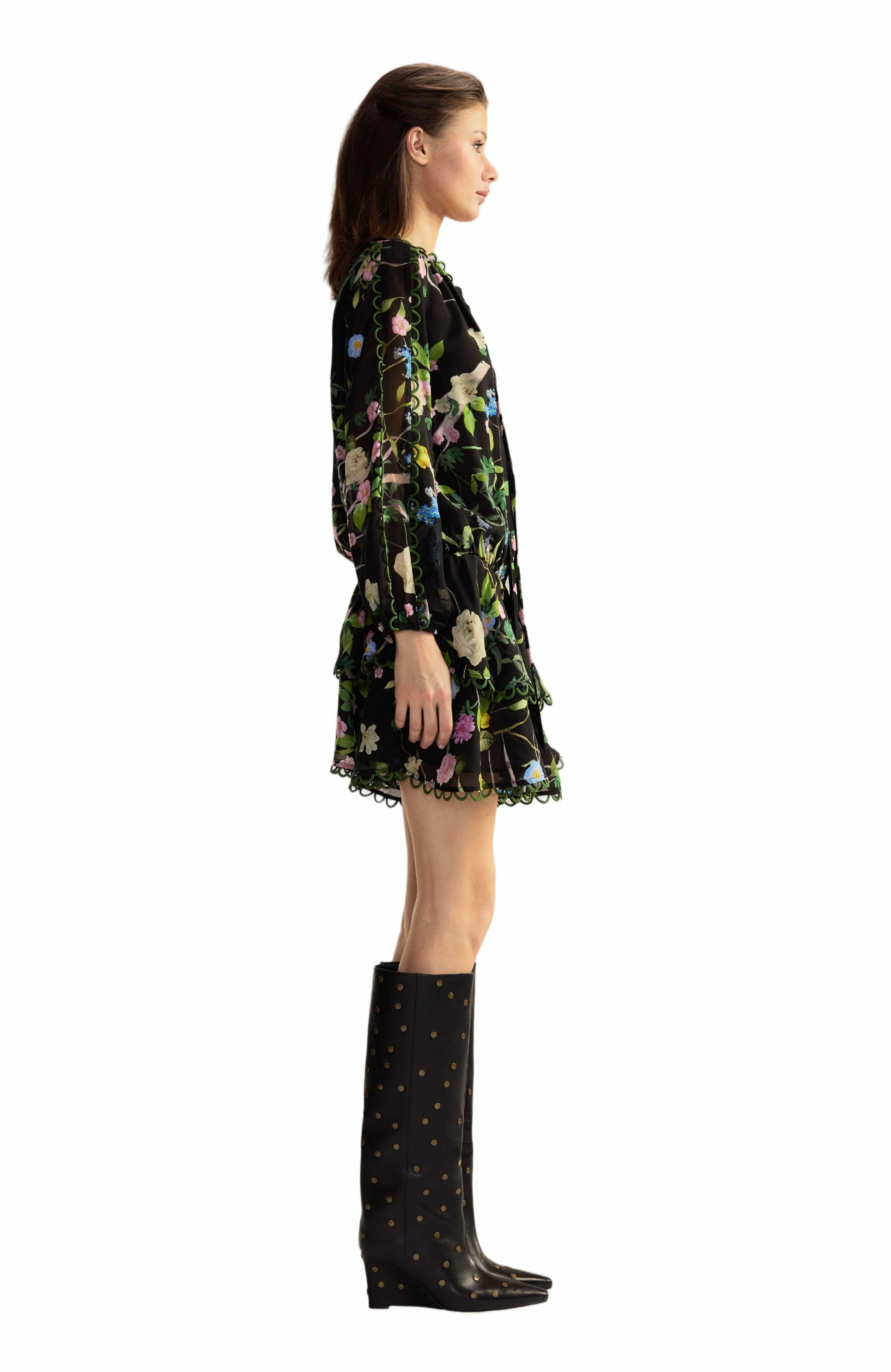 Cynthia Rowley Delilah Silk Dress in Black Floral at Nordstrom - 2