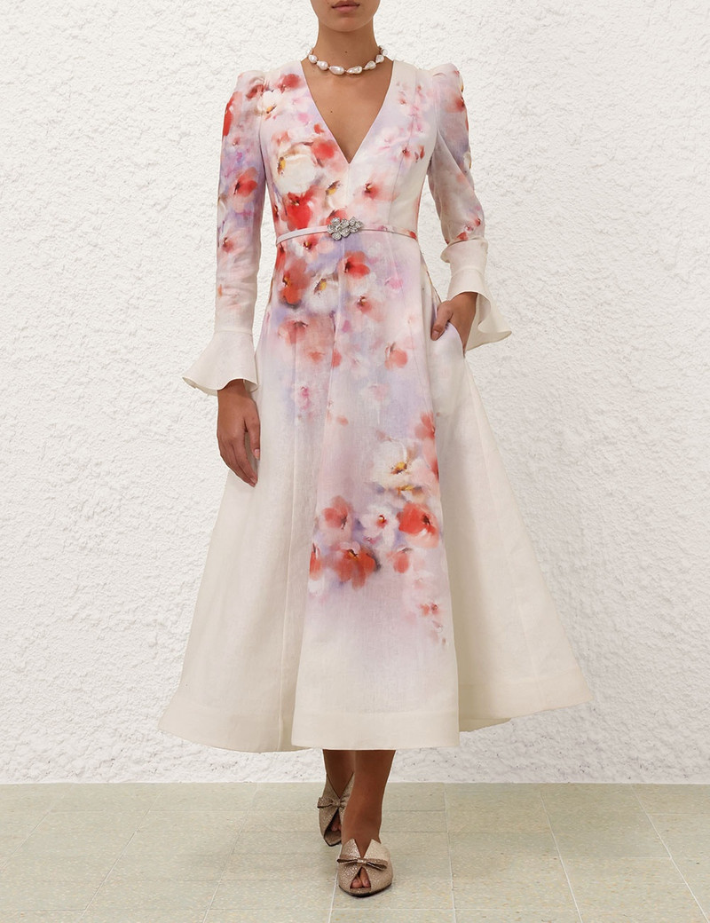 CRUSH FRILL SLEEVED MIDI DRESS 7