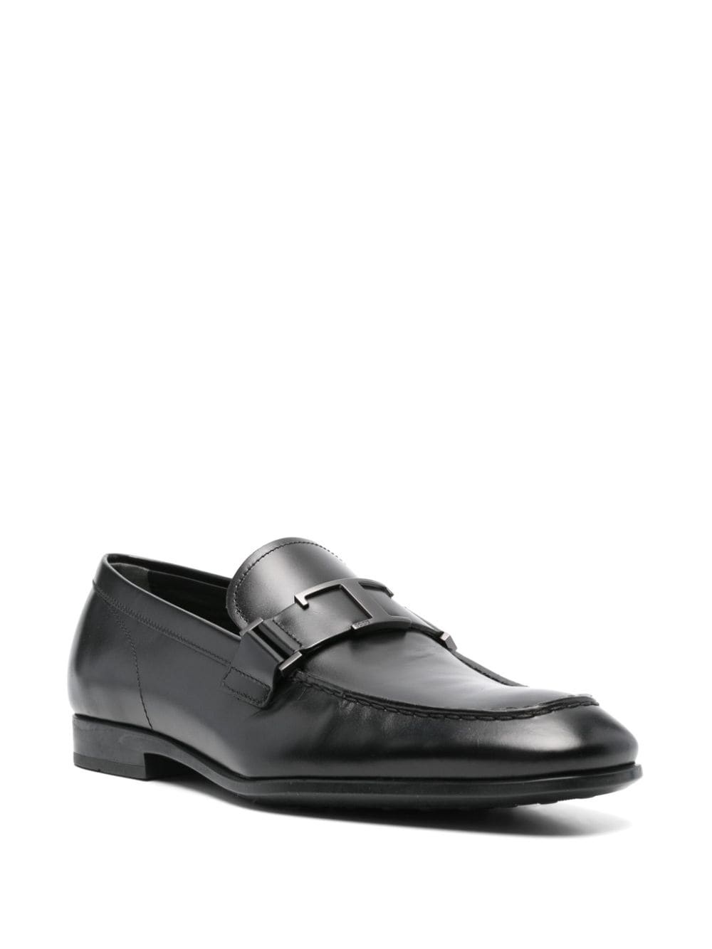 logo-plaque leather loafers - 2